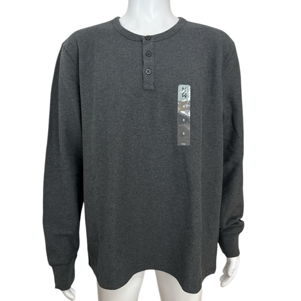 Men's Gray Thermal Henley Shirt